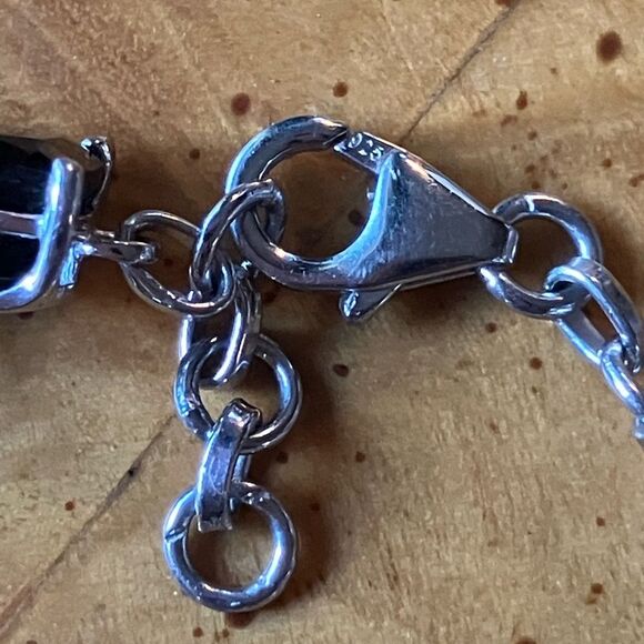 Natural Black Spinel Sterling Silver Tennis Bracelet - Picture 5 of 8